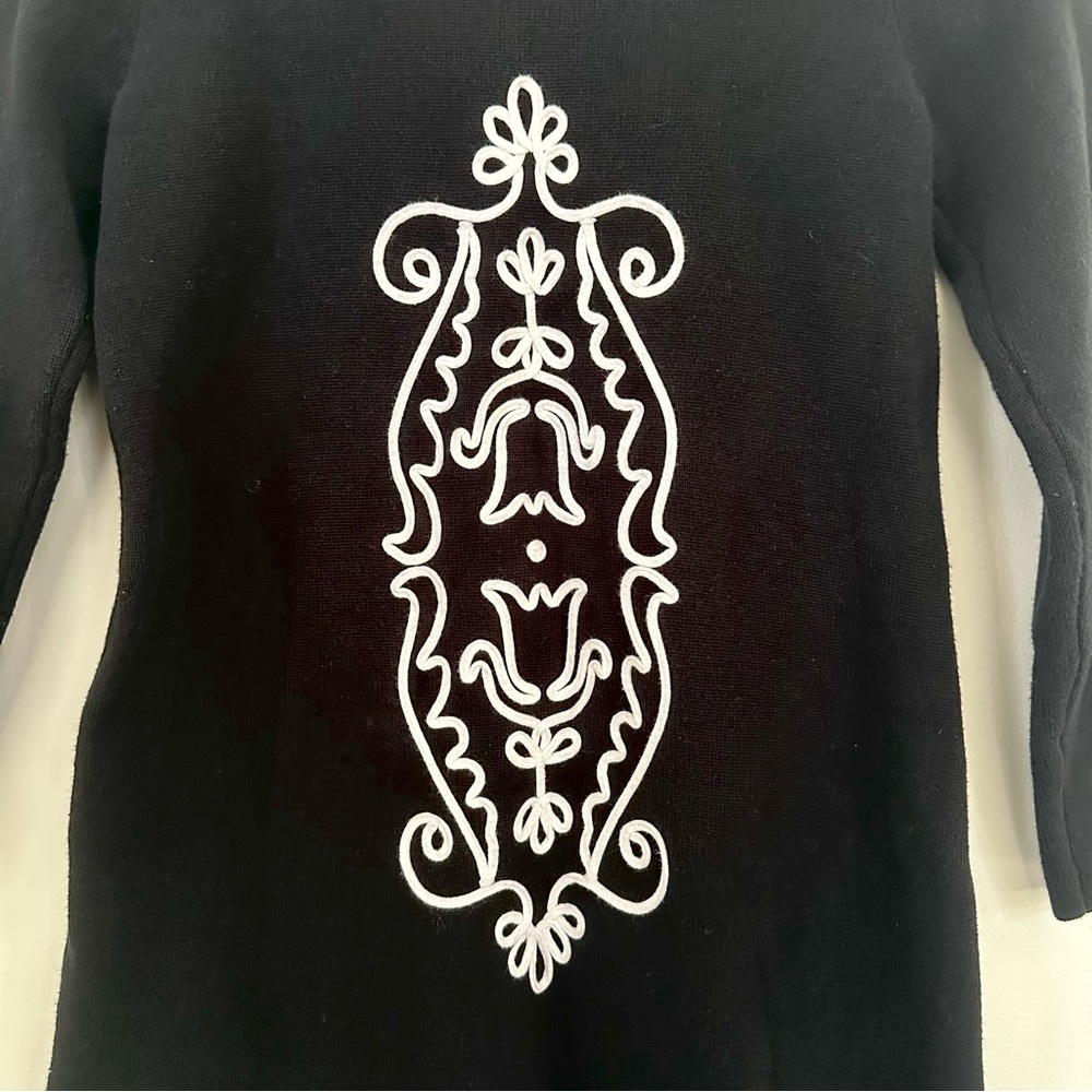 Hanna Andersson 100% Cotton Knit Sweater Dress Black & White  Girls size 10 Xmas - Picture 2 of 4